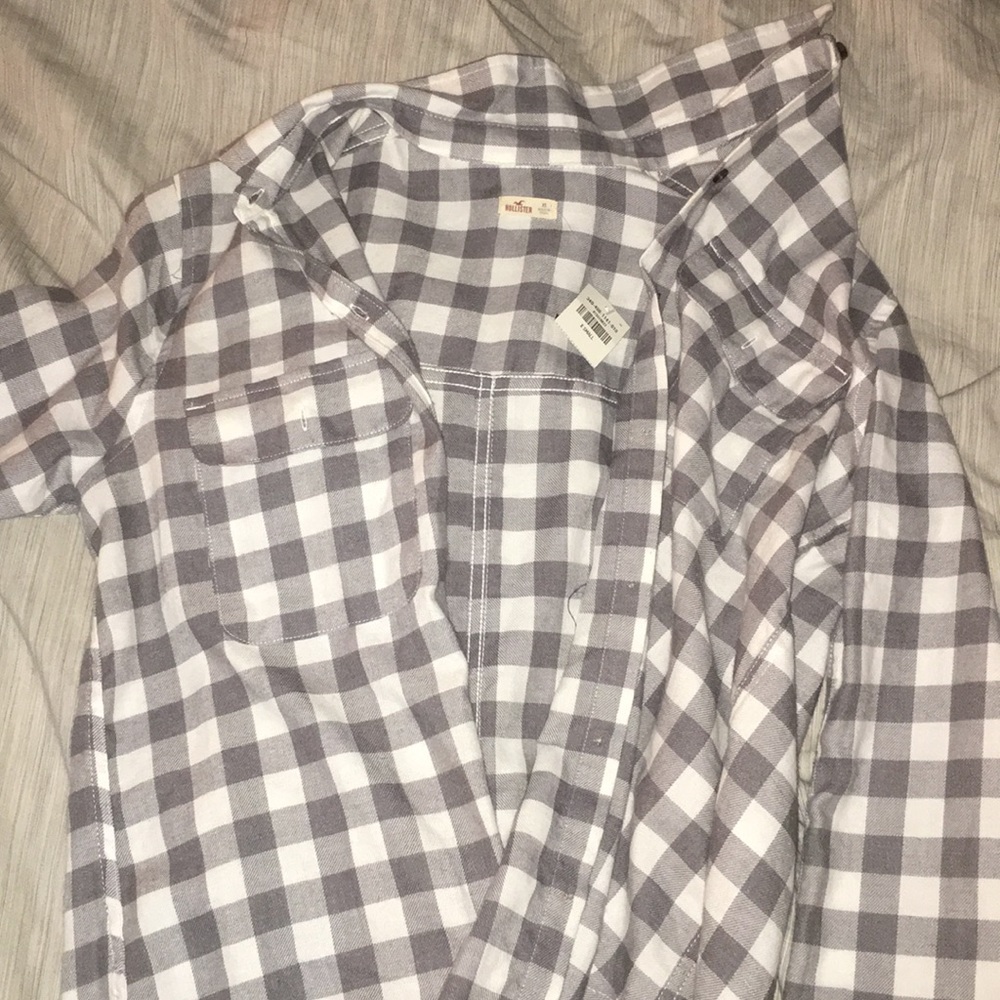 Gray and white flannel